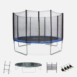 Trampoline 370cm Avec Pack D'accessoires Couleur : Bleu