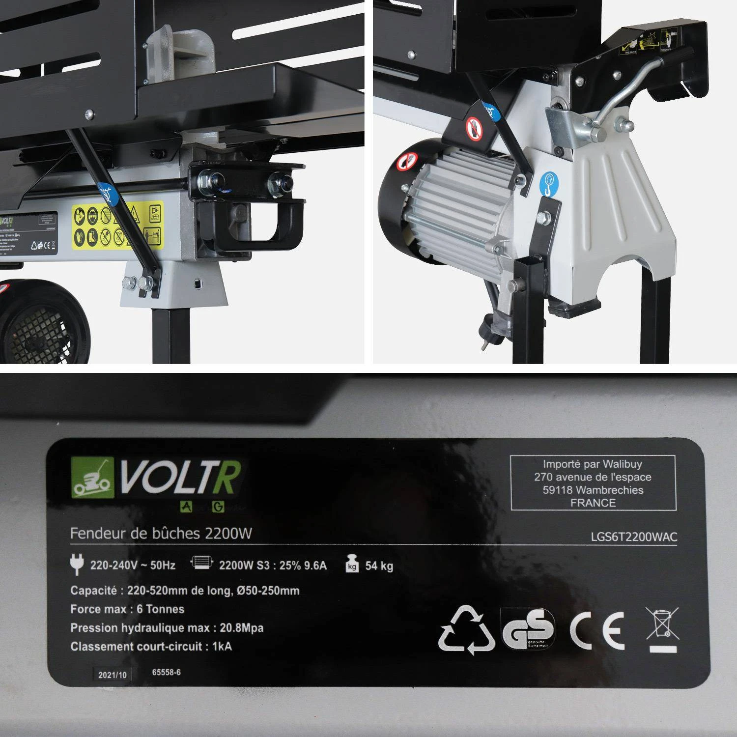 Fendeur De Bûches Horizontal électrique 52cm 2200W + Support 7 Fendeur De Bûches Horizontal électrique 52cm 2200W + Support – Image 7