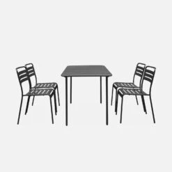 Table De Jardin Métal, 4 Chaises Couleur : Anthracite 10 Table De Jardin Métal, 4 Chaises Couleur : Anthracite -Mobilier de maison mt120x70r4at 2519be5ba348e41186ae57c04fd73b3a