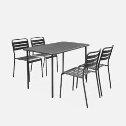 Table De Jardin Métal, 4 Chaises Couleur : Anthracite 9 Table De Jardin Métal, 4 Chaises Couleur : Anthracite -Mobilier de maison mt120x70r4at 66bd54c09bf628799fe898d346d91e5d