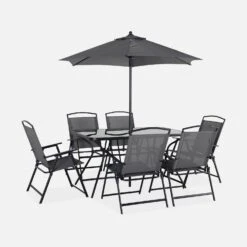 Table De Jardin Acier, 6 Fauteuils Et 1 Parasol 10 Table De Jardin Acier, 6 Fauteuils Et 1 Parasol -Mobilier de maison mt140r6umbat 2c954750b592ed504c04ef547f1daf73