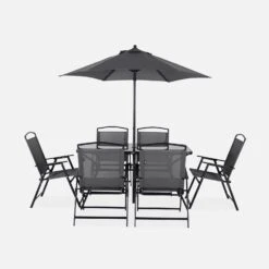 Table De Jardin Acier, 6 Fauteuils Et 1 Parasol 11 Table De Jardin Acier, 6 Fauteuils Et 1 Parasol -Mobilier de maison mt140r6umbat 53662e1ac11dd3f8349a7e04e65d4137