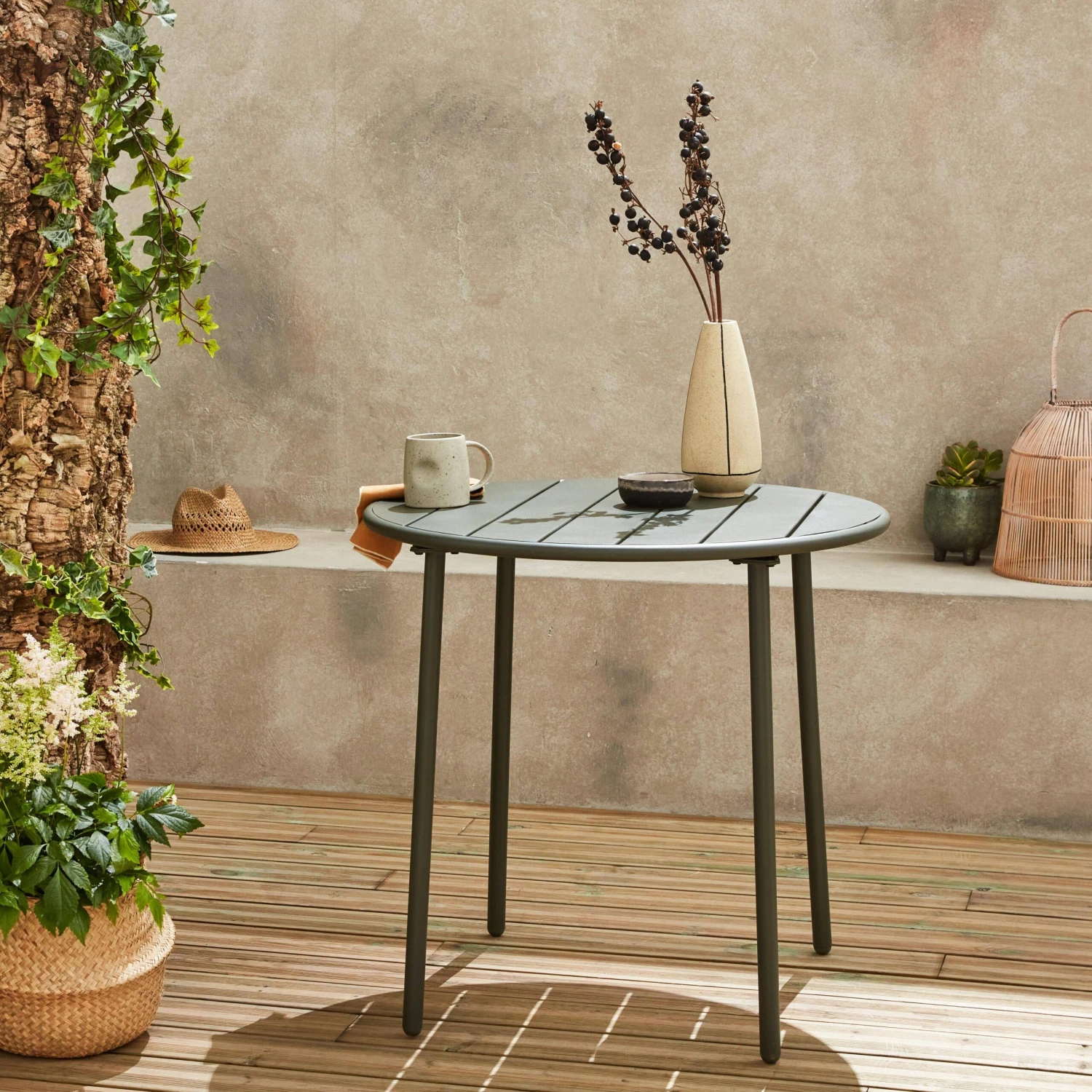 Table De Jardin Métal 2 Places Couleur : Savane 2 Table De Jardin Métal 2 Places Couleur : Savane – Image 2