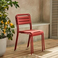Chaise De Jardin En Acier (lot De 2) Couleur : Terracotta -Mobilier de maison mtchrx2tc 02bec222dc75d5d4d0f965dc26b80768