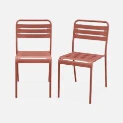 Chaise De Jardin En Acier (lot De 2) Couleur : Terracotta -Mobilier de maison mtchrx2tc 5982ff00e5f2d11b06cf1b072cce633d