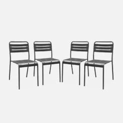 Chaise De Jardin En Acier (lot De 4) Couleur : Anthracite 6 Chaise De Jardin En Acier (lot De 4) Couleur : Anthracite -Mobilier de maison mtchrx4at cdf392c124c2cff564d772cf94954a47