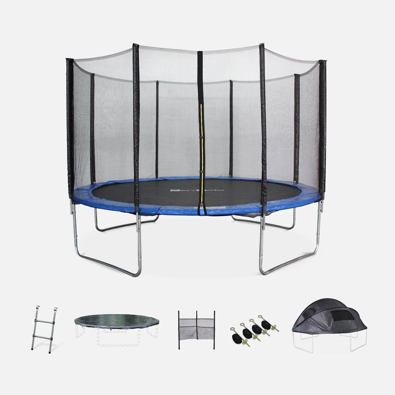 Trampoline 370 Avec Pack D'accessoires + Tente De Camping 1 Trampoline 370 Avec Pack D'accessoires + Tente De Camping