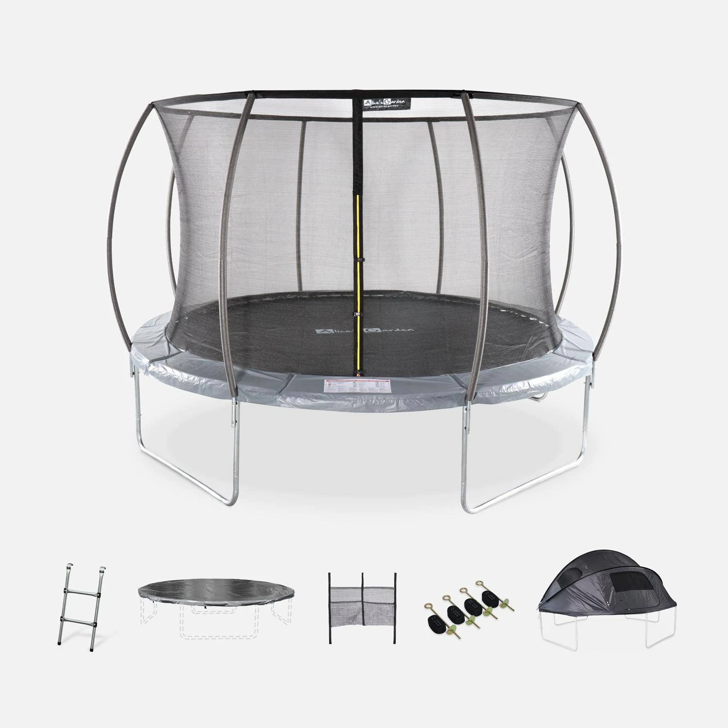 Trampoline 370cm Filet Intérieur Avec Pack D'accessoires + Tente De Camping 1 Trampoline 370cm Filet Intérieur Avec Pack D'accessoires + Tente De Camping