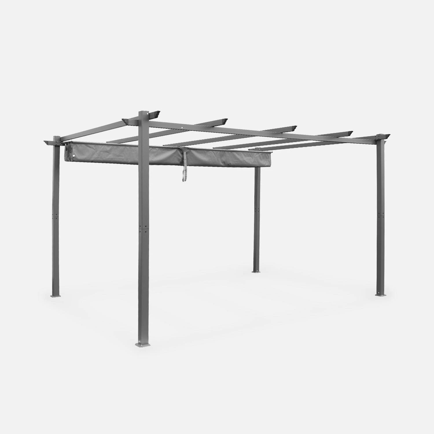 Pergola Aluminium 3x4m Toile Coulissante Couleur : Gris 3 Pergola Aluminium 3x4m Toile Coulissante Couleur : Gris â Image 3