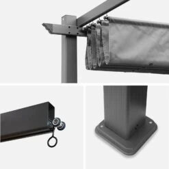 Pergola Aluminium 3x4m Toile Coulissante Couleur : Gris 9 Pergola Aluminium 3x4m Toile Coulissante Couleur : Gris -Mobilier de maison pgakd3x4gy 560692b7555f3ebfbd18da1c249fc482