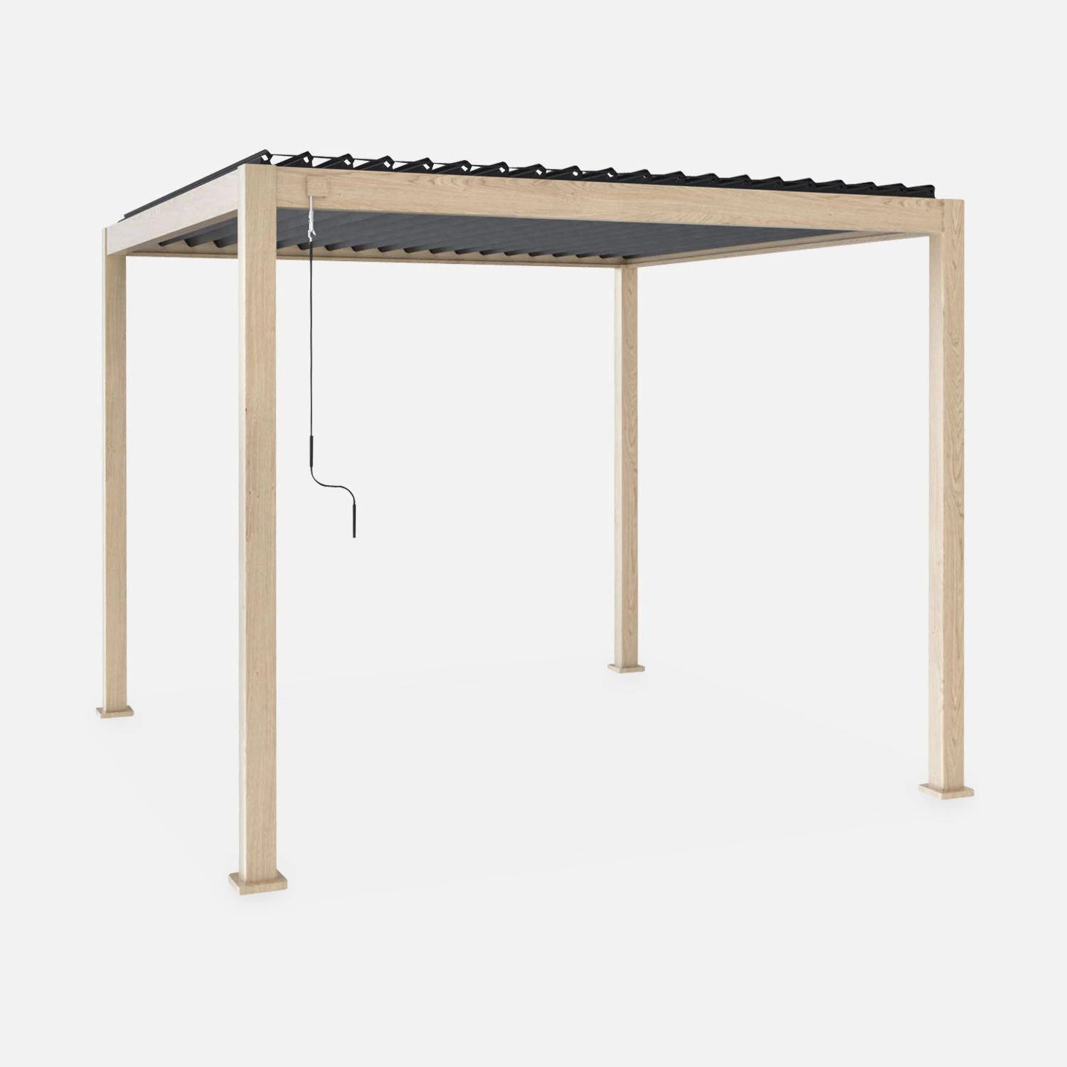 Pergola Bioclimatique Aluminium 3x3 M Lames Orientables Couleur : Bois 1 Pergola Bioclimatique Aluminium 3x3 M Lames Orientables Couleur : Bois