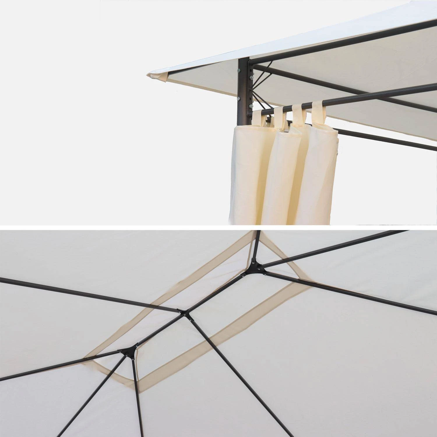 Toile De Toit Pour Pergola 3x4m Divio Couleur : Ecru 2 Toile De Toit Pour Pergola 3x4m Divio Couleur : Ecru – Image 2