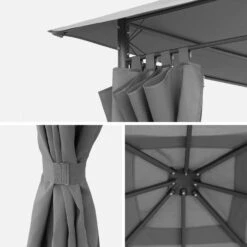 Tonnelle 3x4 M Avec Rideaux Couleur : Gris -Mobilier de maison pgskd3x4gy d371a84da33644b9db6339e128e09cbf