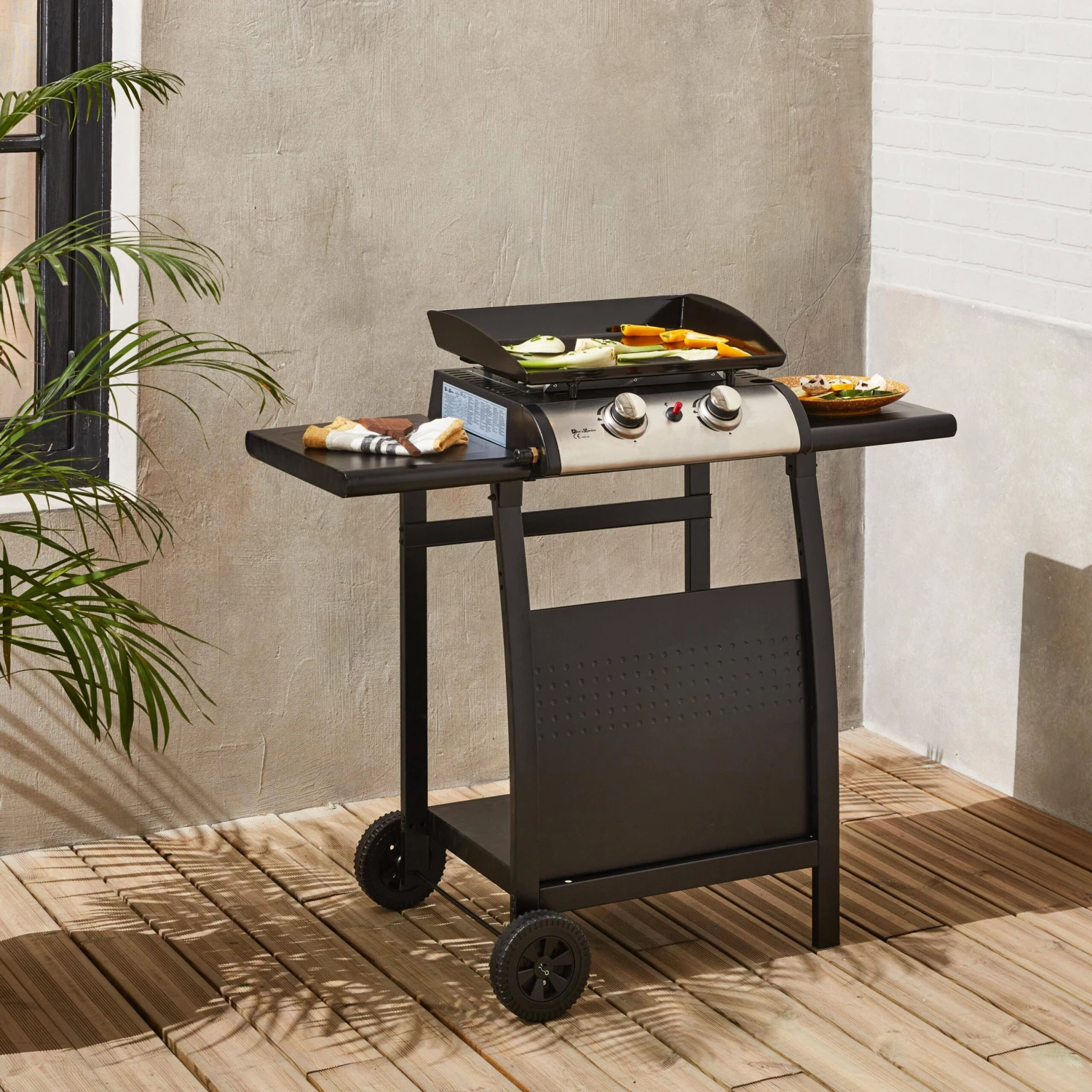 Plancha Gaz 2 Brûleurs Inox 5kW Avec Chariot 2 Plancha Gaz 2 Brûleurs Inox 5kW Avec Chariot – Image 2