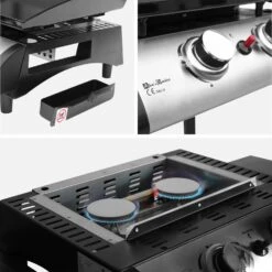 Plancha Gaz 2 Brûleurs Inox 5kW Avec Chariot 11 Plancha Gaz 2 Brûleurs Inox 5kW Avec Chariot -Mobilier de maison ph1002trolley deee851e3483b9886c04c9fc9945e3fd