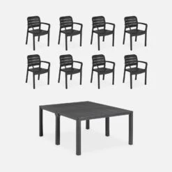 Table De Jardin Modulable Résine + 8 Chaises Empilables -Mobilier de maison plk150x2tr8bk 49051b7afc41e3e335f8300891b3cc9e
