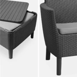 Salon De Jardin Imitation Rotin 5 Places -Mobilier de maison plk3101bkgy 65e8f86956b7dc96326b76d581dbcdd7