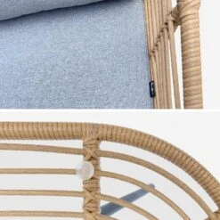 Salon De Jardin Bas Résine Tressée Effet Rotin 5 Places Couleur : Bois / Gris Chiné -Mobilier de maison raw3101gy 5388ba082b182954aa95cea35bc92e4d