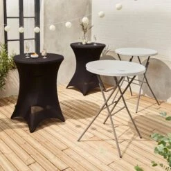 Table Mange Debout Pliable Avec Housse De Protection (lot De 2) Couleur : Noir