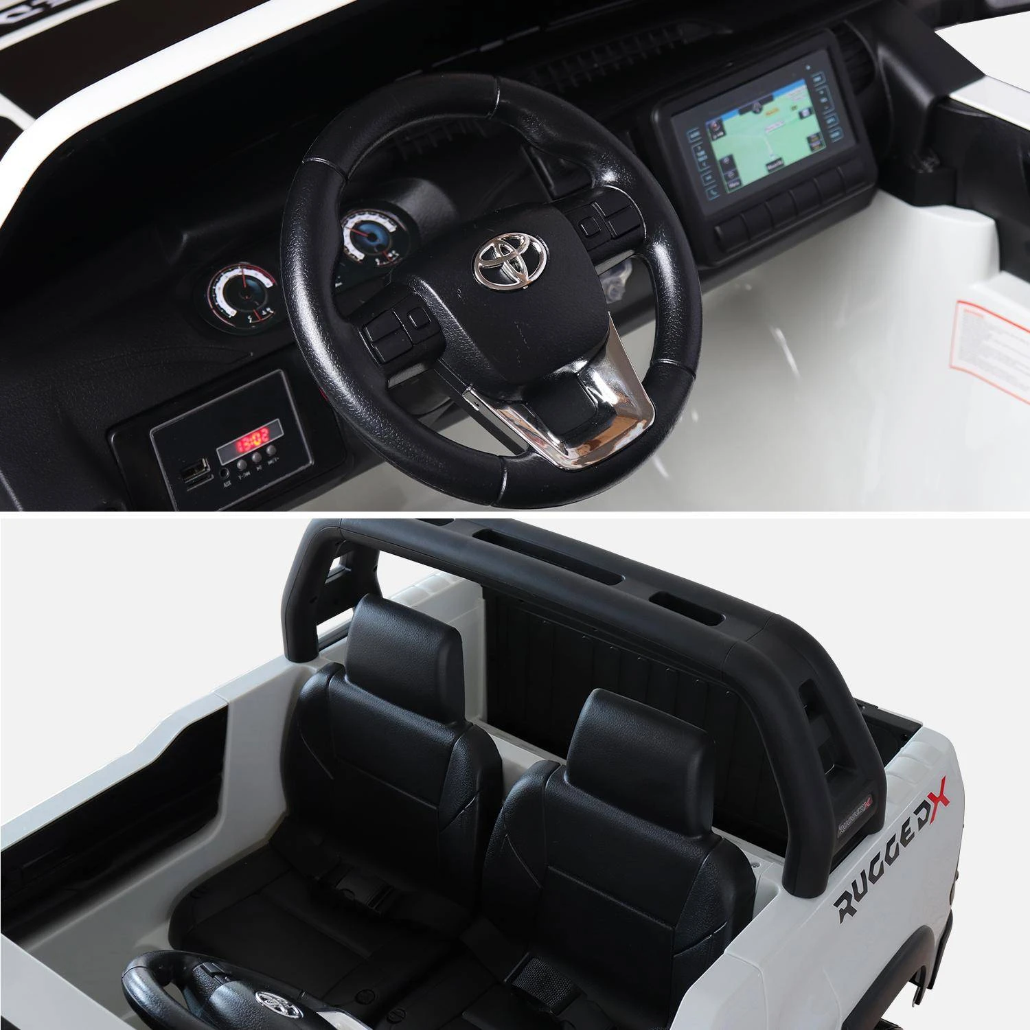 Voiture électrique Enfant Toyota Hilux 12V, 2 Places Couleur : Blanc 5 Voiture électrique Enfant Toyota Hilux 12V, 2 Places Couleur : Blanc – Image 5