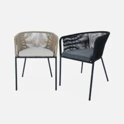 Fauteuil De Jardin Corde Et Acier Galvanisé (lot De 4) Couleur : Noir / Gris -Mobilier de maison ropearmx4bk d728ae43c8e8dfcdfe21805c6af0d8b2