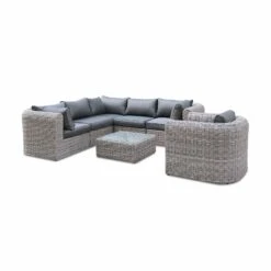 Salon De Jardin Résine Tressée Ronde 6 Places Couleur : Gris / Gris Chiné -Mobilier de maison rw3005gy 9edd86963579eeed93045bd6d57a7fcb
