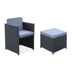 Table De Jardin Vasto 12 Et Sa Housse Couleur : Noir / Gris -Mobilier de maison salon de jardin 8 12 places vasto avec housse de protection coloris noir coussins gris table encastrable c6d3466c9679b486b43fb9e56c905679