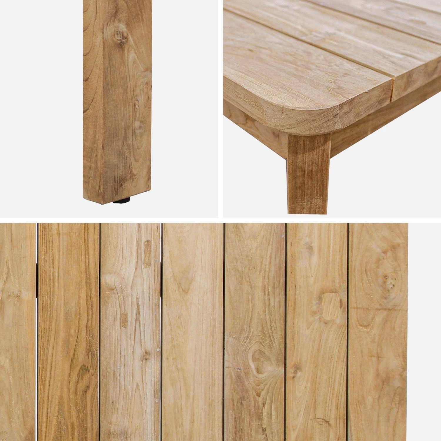 Table à Manger En Teck Recyclé 220cm + 6 Chaises Et 2 Fauteuils En Rotin Couleur : Noir 5 Table à Manger En Teck Recyclé 220cm + 6 Chaises Et 2 Fauteuils En Rotin Couleur : Noir – Image 5