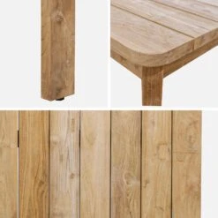 Table Intérieur/extérieur En Teck Recyclé, 220cm + 8 Chaises En Corde Empilables Couleur : Beige -Mobilier de maison tk220r8rpbg f324105c84d7bccc80f9396521124041