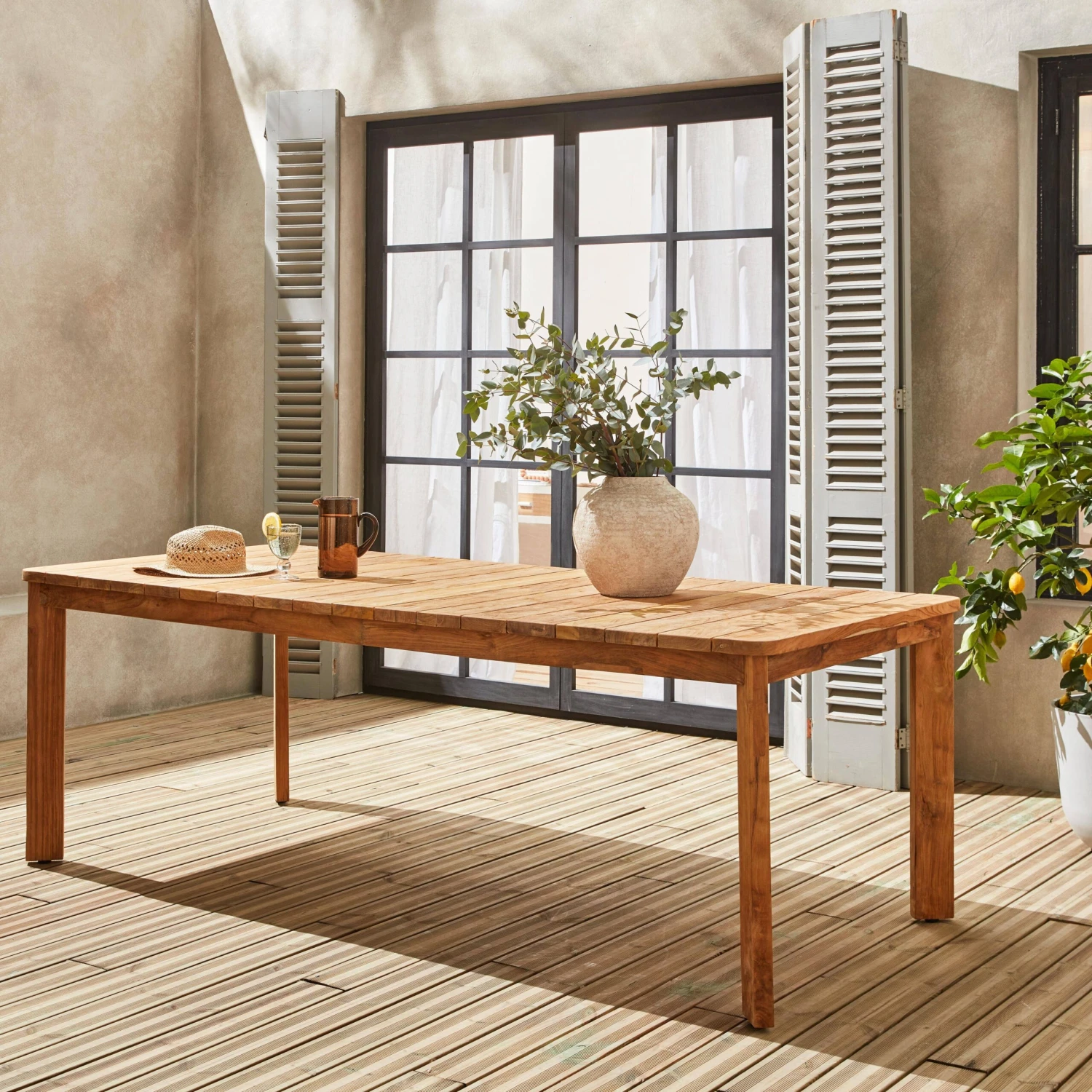 Table Intérieur/extérieur En Teck Recyclé, 8 Places 220cm 1 Table Intérieur/extérieur En Teck Recyclé, 8 Places 220cm