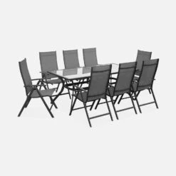 Table De Jardin Aluminium, 8 Chaises -Mobilier de maison tx190x8gris 2d353cbd81ade05968555bc54e0ce42f