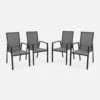 Lot De 4 Fauteuils De Jardin Aluminium - Washington Couleur : Anthracite / Gris Foncé
