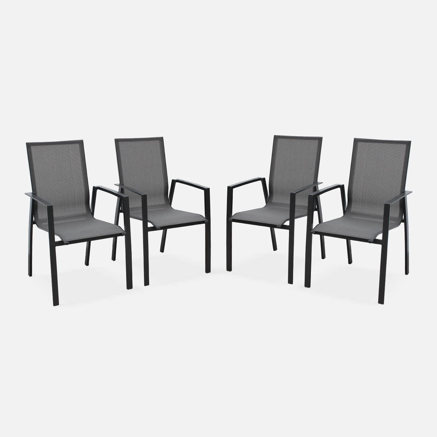 Lot De 4 Fauteuils De Jardin Aluminium - Washington Couleur : Anthracite / Gris Foncé 1 Lot De 4 Fauteuils De Jardin Aluminium - Washington Couleur : Anthracite / Gris Foncé