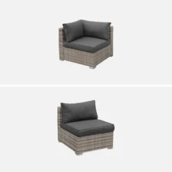 Fauteuil D'angle + Fauteuil Résine Tressée Couleur : Nuances De Gris / Gris -Mobilier de maison w00mcmixgy 89ab113ac419c145be9001c826658621