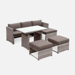 Salon De Jardin Résine Tressée 6 Places Couleur : Gris / Gris Taupe -Mobilier de maison wk100r5sofagy ef9380f17494f9abdd79f7989a46b035