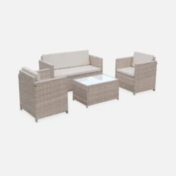 Salon De Jardin Résine Tressée 4 Places Couleur : Naturel / Beige 9 Salon De Jardin Résine Tressée 4 Places Couleur : Naturel / Beige -Mobilier de maison wk3101lqnatbg 4b4488a5846fcb0ab99b238826a9a50e