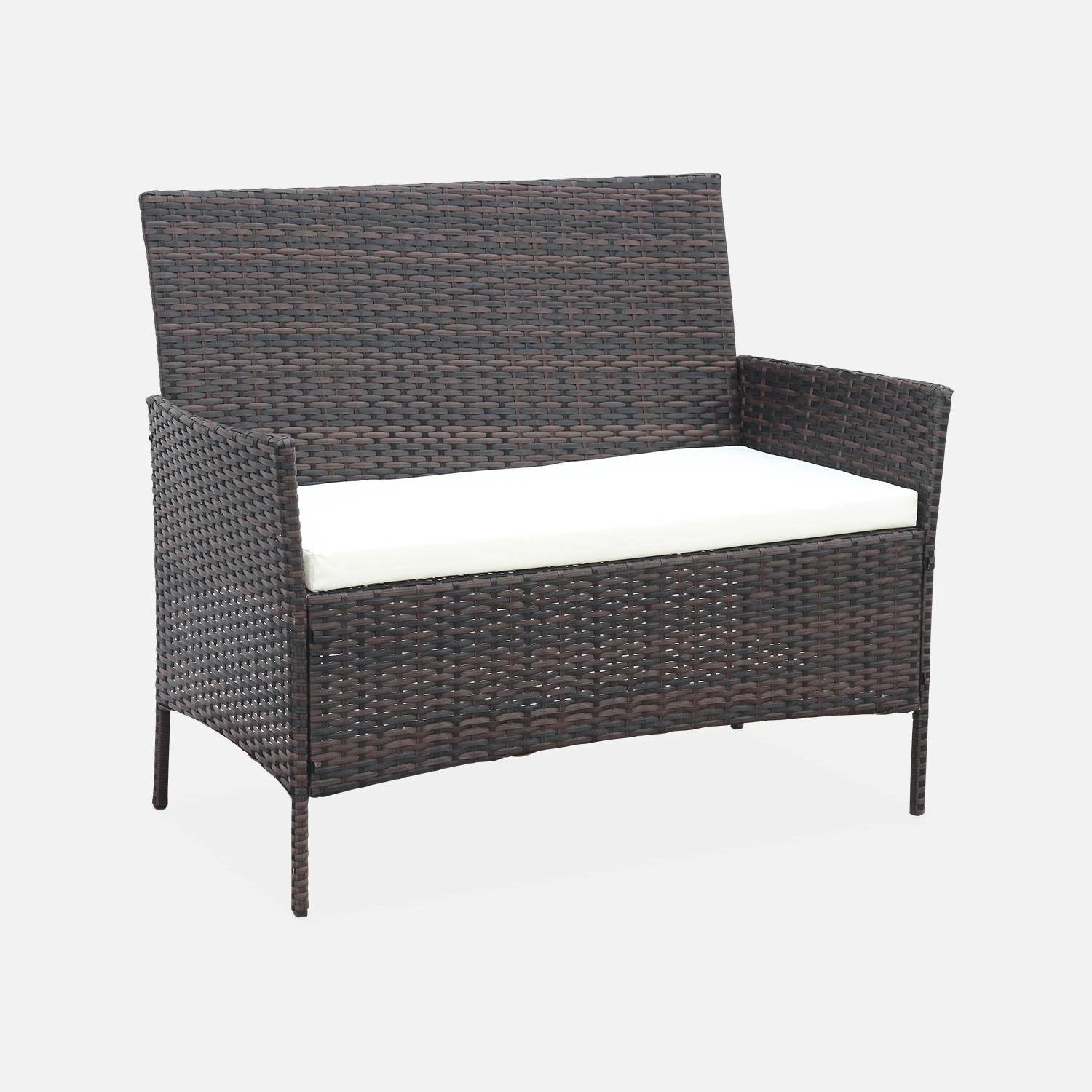 Salon De Jardin Résine Tressée 4 Places Couleur : Marron / Ecru 4 Salon De Jardin Résine Tressée 4 Places Couleur : Marron / Ecru – Image 4