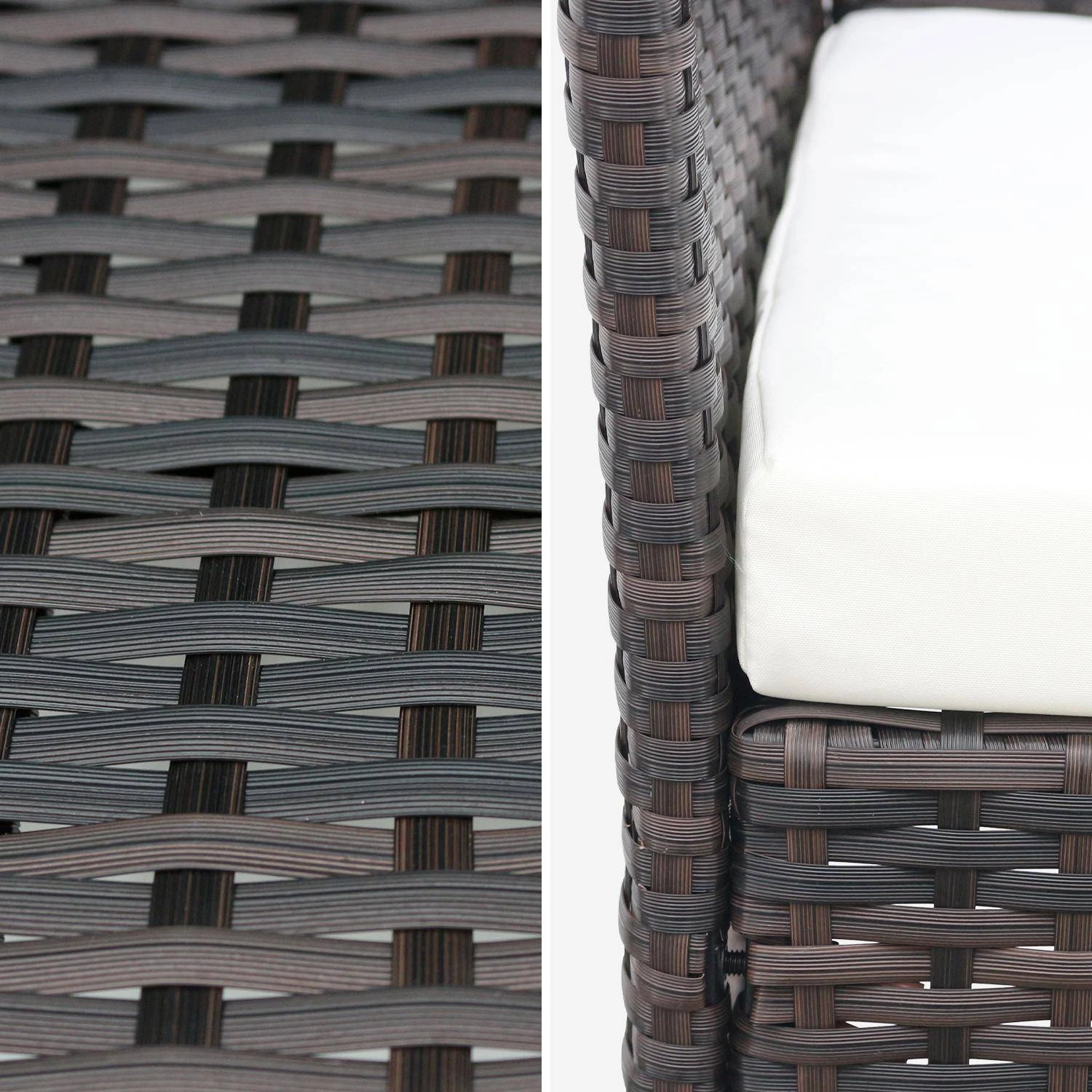 Salon De Jardin Résine Tressée 4 Places Couleur : Marron / Ecru 7 Salon De Jardin Résine Tressée 4 Places Couleur : Marron / Ecru – Image 7