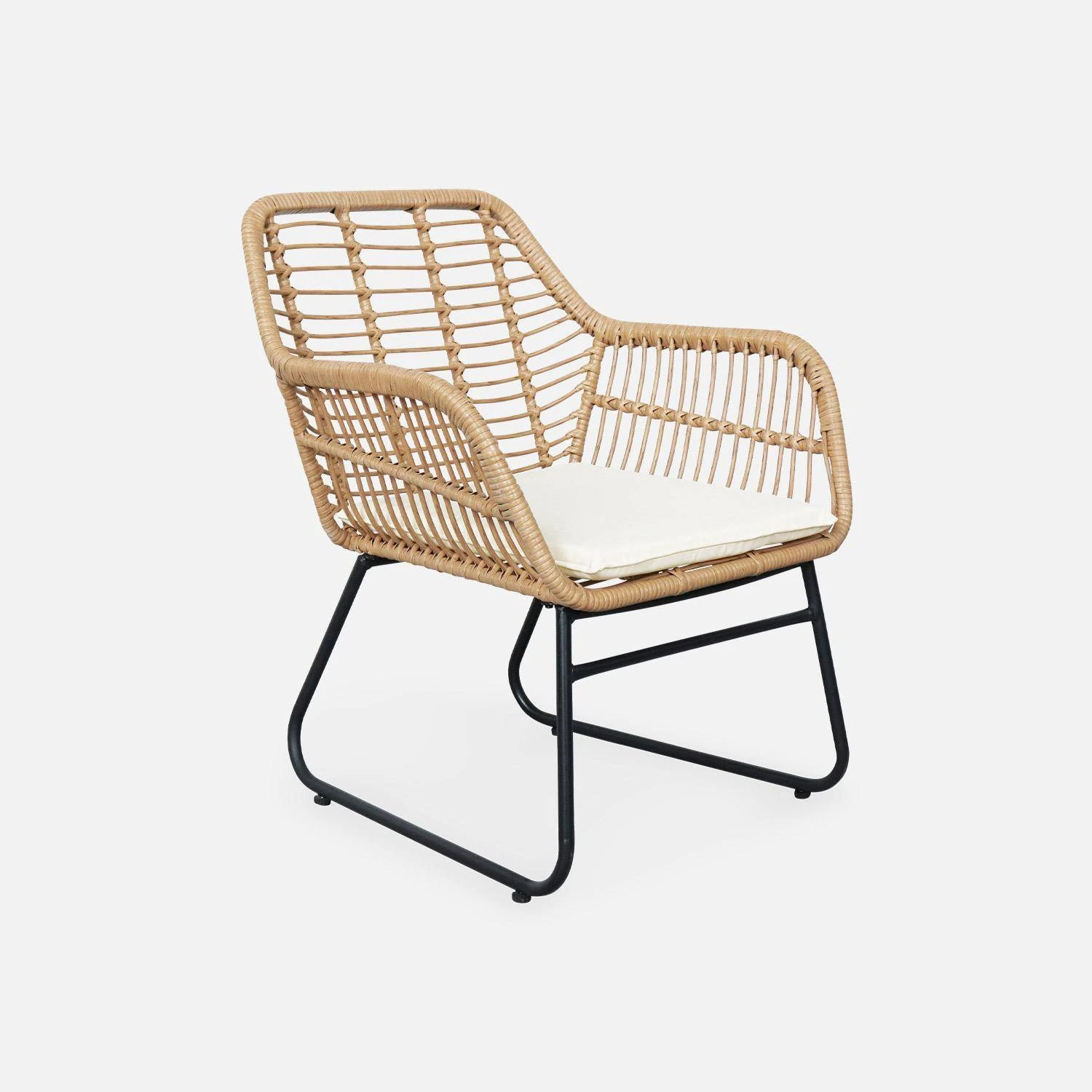 Salon De Jardin Résine Effet Rotin Et Métal 4 Places 4 Salon De Jardin Résine Effet Rotin Et Métal 4 Places – Image 4