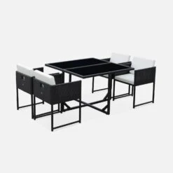 Table De Jardin Encastrable Résine Tressée 4 Chaises Couleur : Noir -Mobilier de maison wk4cubebk 1764a8ef704136ade0c1b71908a62552