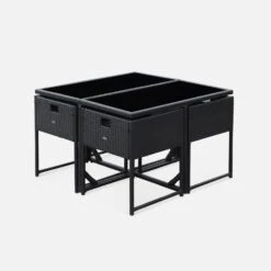 Table De Jardin Encastrable Résine Tressée 4 Chaises Couleur : Noir -Mobilier de maison wk4cubebk eae634e9104480a48bbd6ea729bc813c