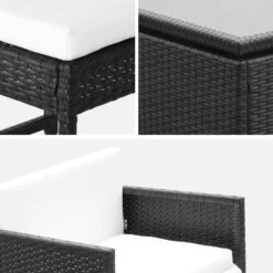 Table De Jardin Encastrable Résine Tressée 6 Chaises, 4 Poufs Couleur : Noir / Ecru -Mobilier de maison wk6cubepfbk 5363bf8af90545d891f2f27259040159
