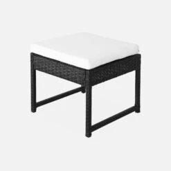 Table De Jardin Encastrable Résine Tressée 6 Chaises, 4 Poufs Couleur : Noir / Ecru -Mobilier de maison wk6cubepfbk 9aba7b46ecc67da685ba738a6a6a3572