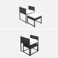 Table De Jardin Encastrable Résine Tressée 6 Chaises, 4 Poufs Couleur : Noir / Ecru -Mobilier de maison wk6cubepfbk afc27f78a8da28355d6e9cd0db3ac5b8