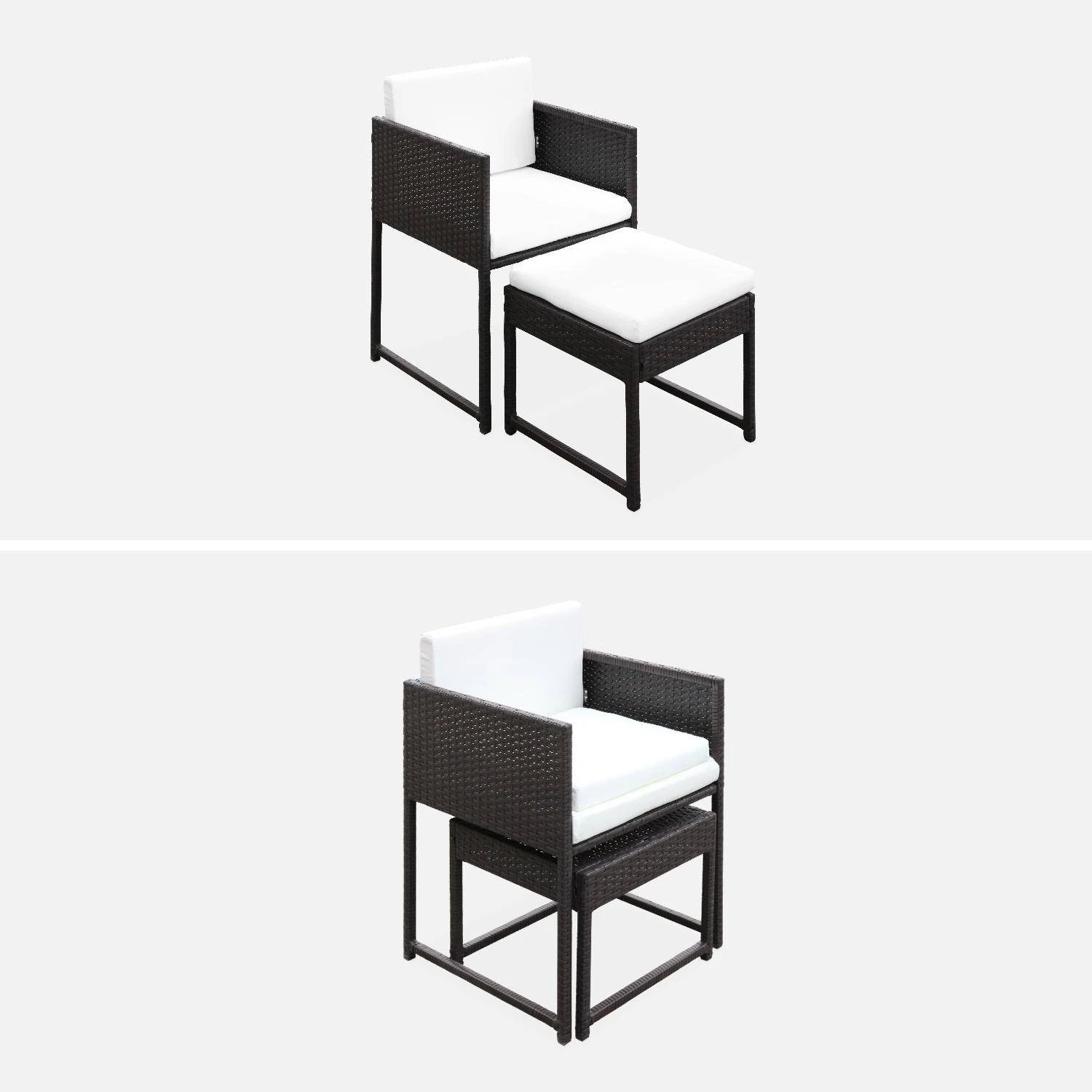 Table De Jardin Encastrable Résine Tressée 8 Chaises, 4 Poufs Couleur : Marron / Ecru 5 Table De Jardin Encastrable Résine Tressée 8 Chaises, 4 Poufs Couleur : Marron / Ecru – Image 5