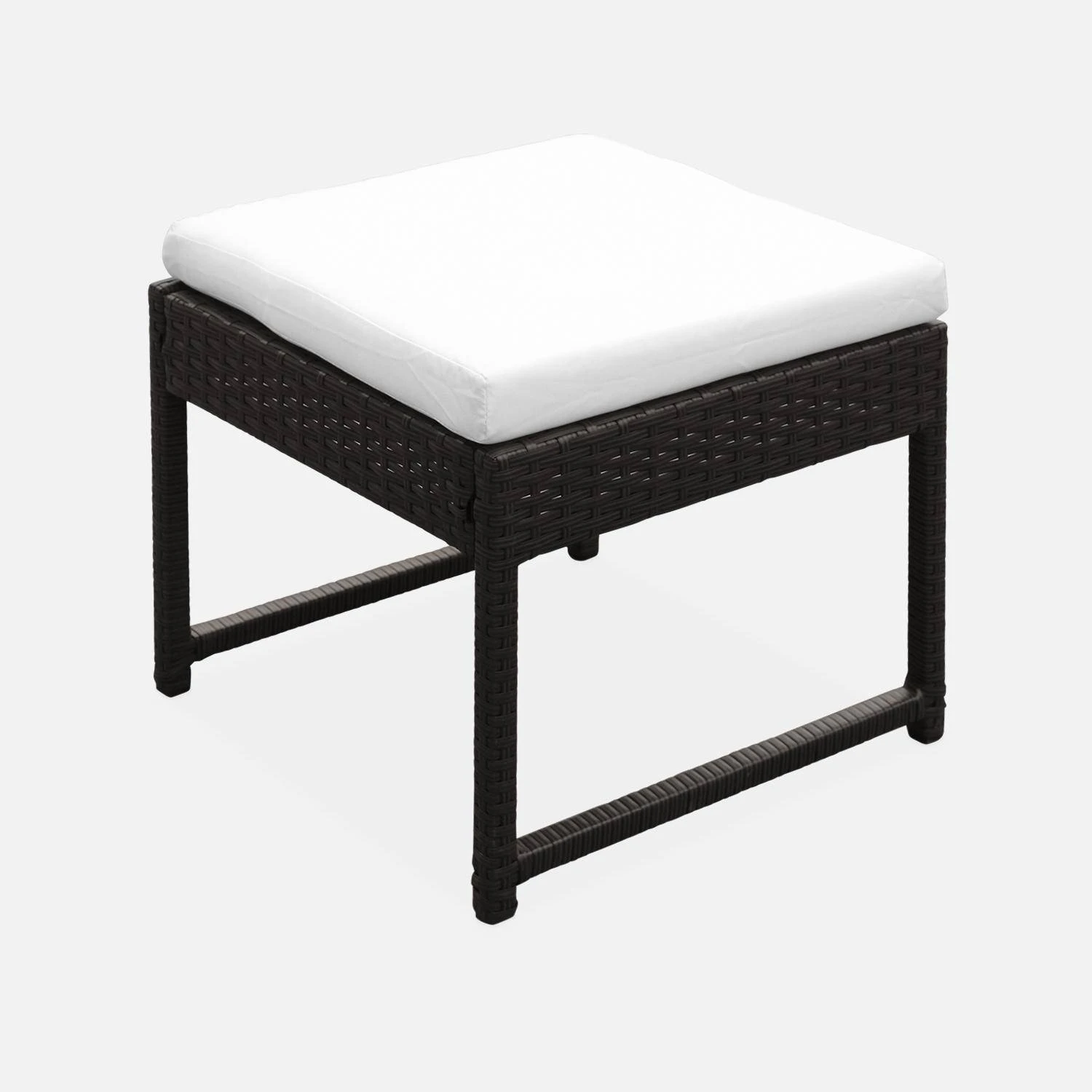 Table De Jardin Encastrable Résine Tressée 8 Chaises, 4 Poufs Couleur : Marron / Ecru 4 Table De Jardin Encastrable Résine Tressée 8 Chaises, 4 Poufs Couleur : Marron / Ecru – Image 4