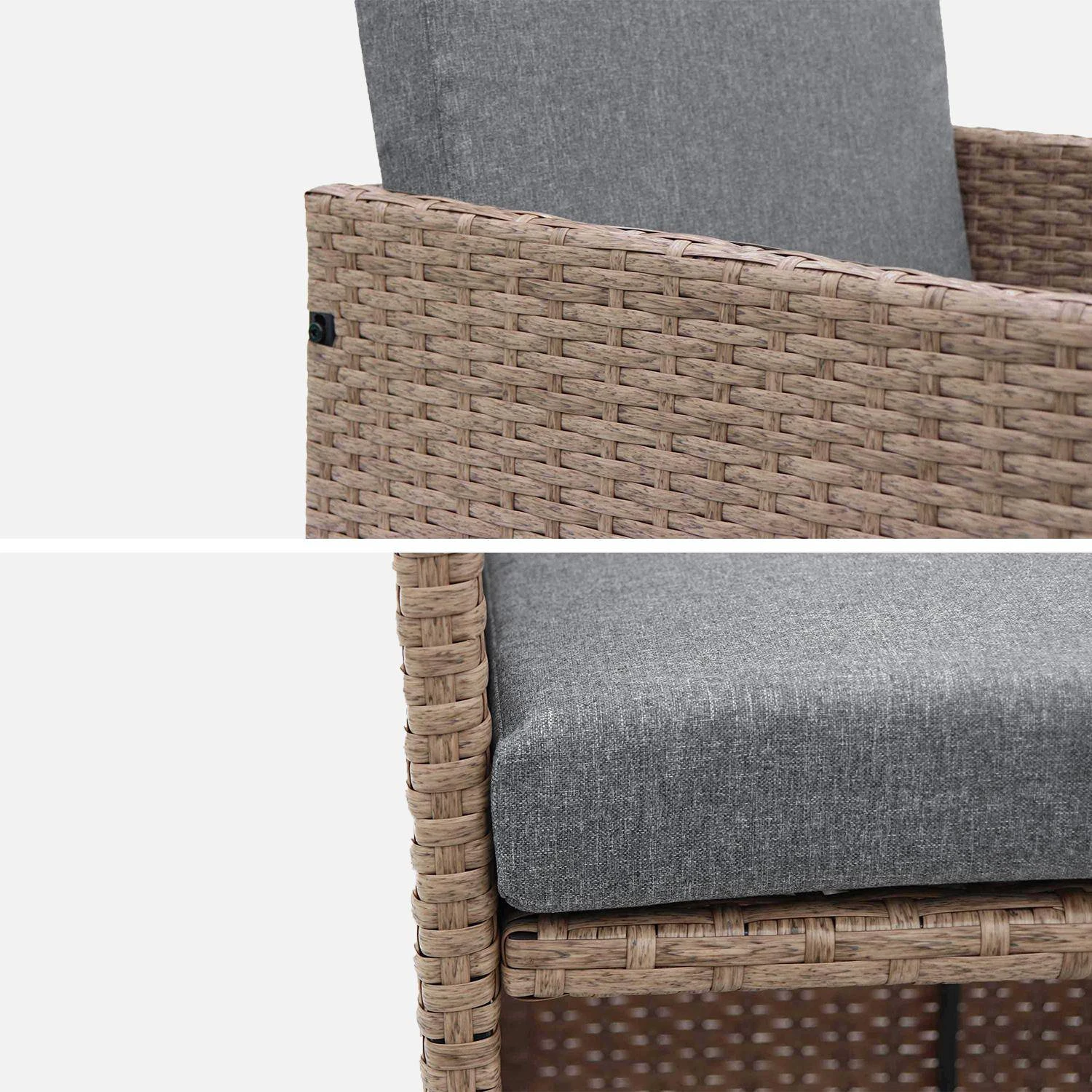 Table De Jardin Encastrable Résine, 10 Fauteuils Couleur : Beige / Gris Chiné 4 Table De Jardin Encastrable Résine, 10 Fauteuils Couleur : Beige / Gris Chiné – Image 4