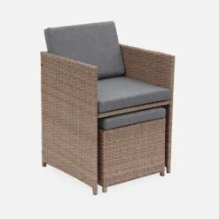 Table De Jardin Encastrable Résine, 10 Fauteuils Couleur : Beige / Gris Chiné 11 Table De Jardin Encastrable Résine, 10 Fauteuils Couleur : Beige / Gris Chiné -Mobilier de maison wkdgcube10ntgy ef67885b4e6c6fec462a1aad8a6f5507