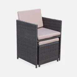 Table De Jardin Encastrable Résine Tressée, 12 Fauteuils Couleur : Marron / Taupe 11 Table De Jardin Encastrable Résine Tressée, 12 Fauteuils Couleur : Marron / Taupe -Mobilier de maison wkdgcube12chbn a3805fed80739ef994ef0c303283cb0c
