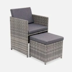 Table De Jardin Encastrable Résine Tressée, 8 Fauteuils Couleur : Nuances De Gris / Gris Chiné -Mobilier de maison wkdgcube8mxgy 791ac428d802370a89b934bcf03760d3